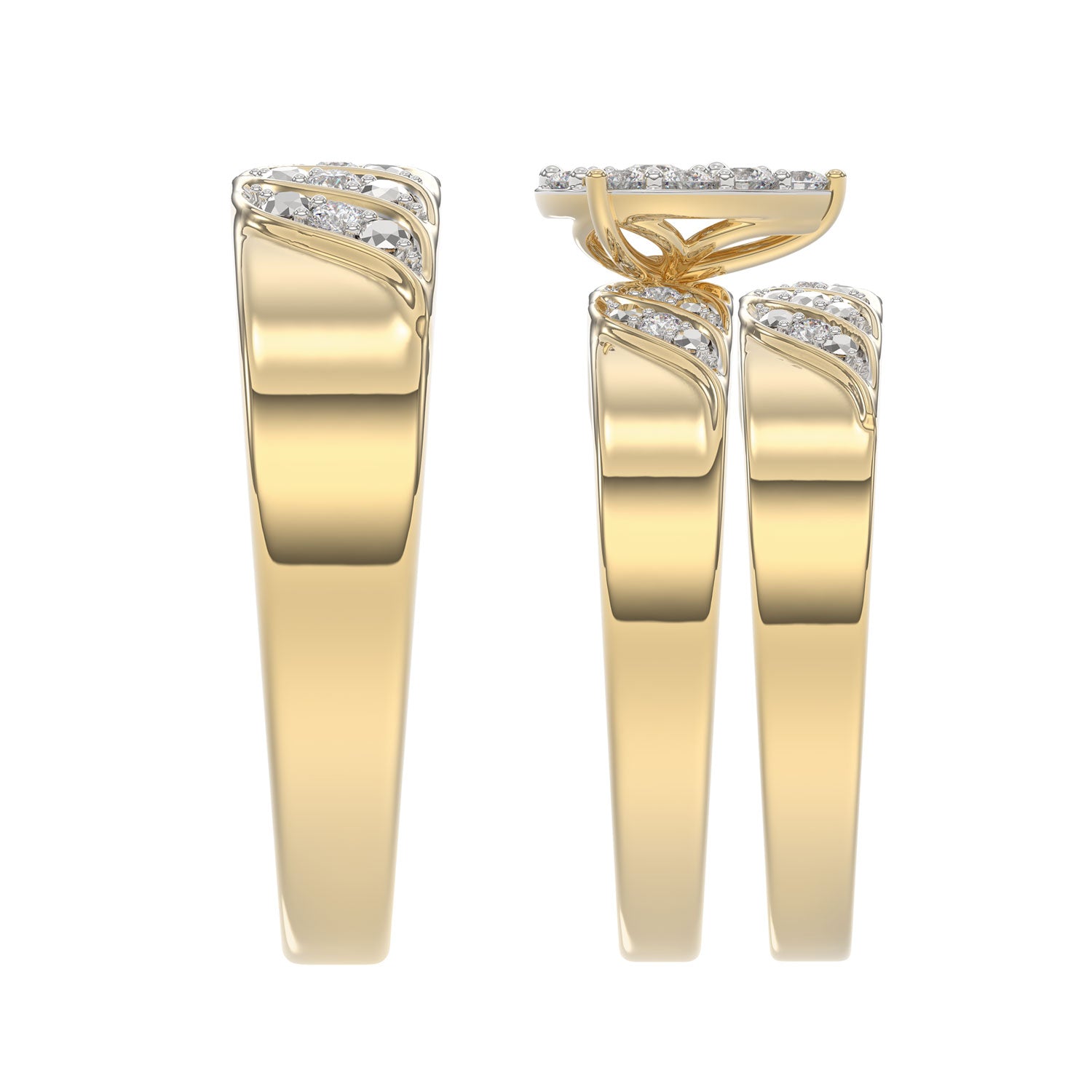 LADIES TRIOS SET 0.33CT ROUND DIAMOND 10K YELLOW GOLD
