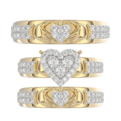 LADIES TRIO SET 1.00CT ROUND DIAMOND 10K YELLOW GOLD