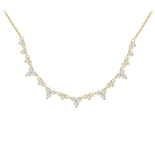 LADIES NECKLACE 0.50CT ROUND DIAMOND 14K YELLOW GOLD