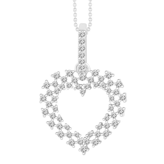 LADIES PENDANT WITH CHAIN 0.25CT ROUND DIAMOND 10K WHITE GOLD