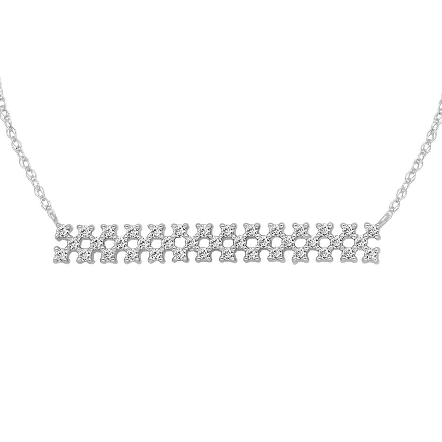 LADIES NECKLACE 0.25CT ROUND DIAMOND 10K WHITE GOLD