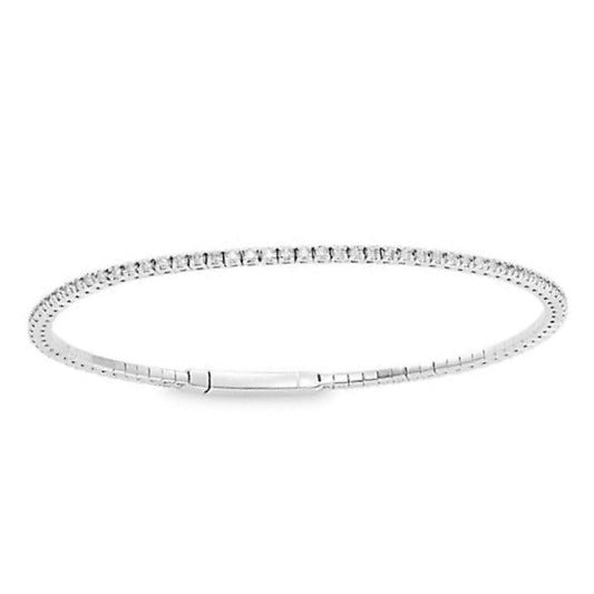 LADIES FULL FLEXIBLE BANGLE SEMI MOUNT 2.00CT ROUND DIAMOND 14K WHITE GOLD