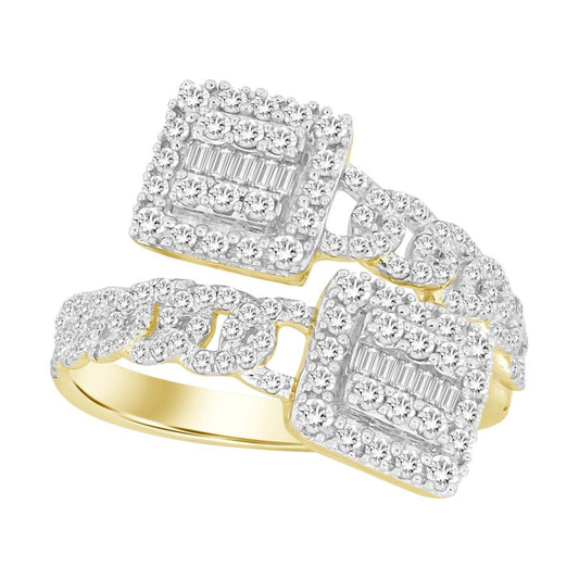 LADIES BAND 0.75CT ROUND/BAGUETTE DIAMOND 14K YELLOW GOLD