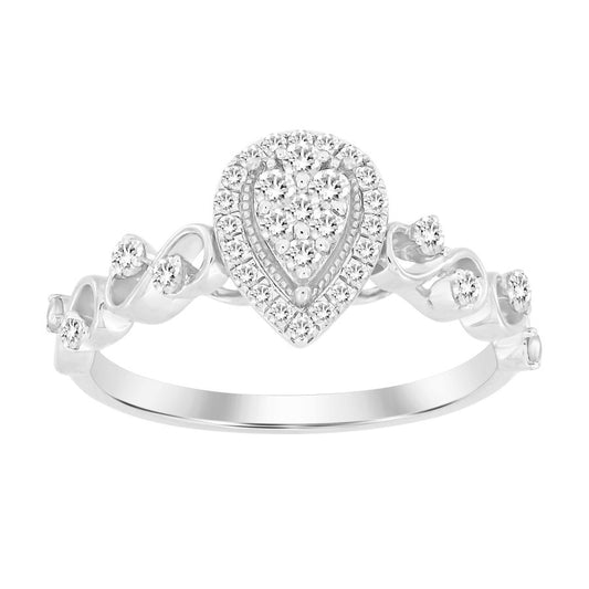 LADIES RING 0.25CT ROUND DIAMOND 14K WHITE GOLD (SI QUALITY)