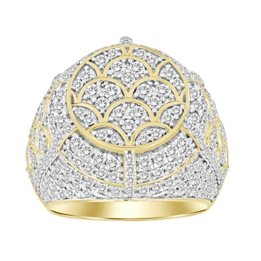 MEN'S RING 3.00CT ROUND DIAMOND 10K YELLOW GOLD