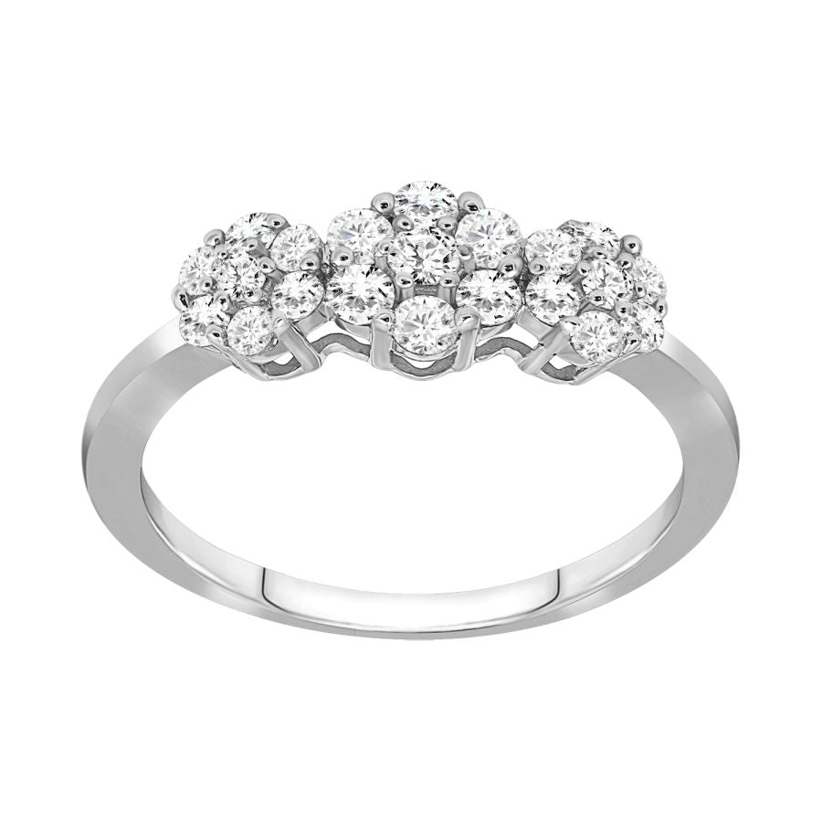 LADIES RING 0.50CT ROUND DIAMOND 14K WHITE GOLD