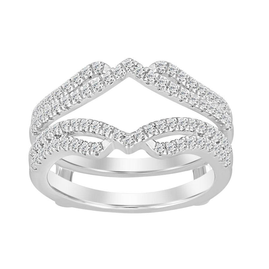 LADIES WRAP RING 0.50CT ROUND DIAMOND 14K WHITE GOLD