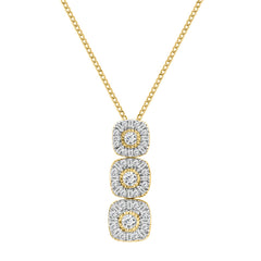 LADIES PENDANT WITH CHAIN 1.00CT ROUND/BAGUETTE DIAMOND 14K YELLOW GOLD (SI QUALITY)