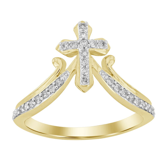 LADIES RING 0.25CT ROUND DIAMOND 10K YELLOW GOLD