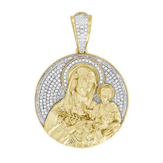 MEN'S CHARM PENDANT 0.25CT ROUND DIAMOND 10K YELLOW GOLD