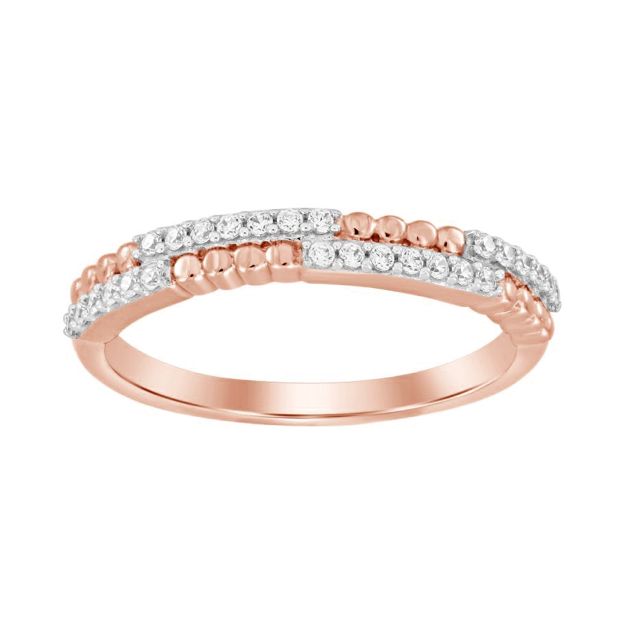 LADIES  BAND 0.15CT ROUND DIAMOND 14K ROSE GOLD