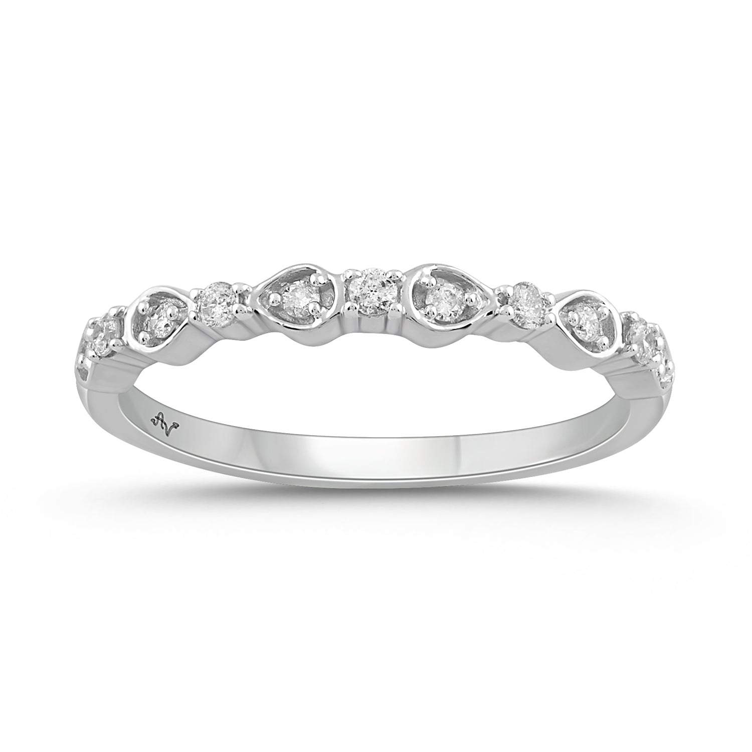 LADIES BAND 0.15CT ROUND DIAMOND 14K WHITE GOLD