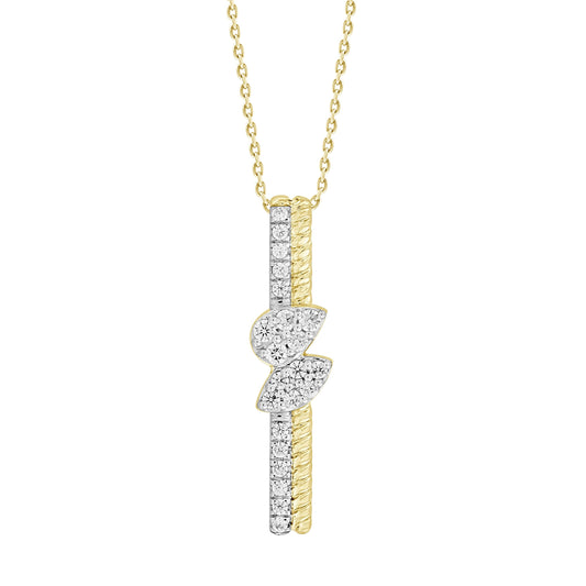 LADIES PENDANT WITH CHAIN 0.25CT ROUND DIAMOND 14K YELLOW GOLD