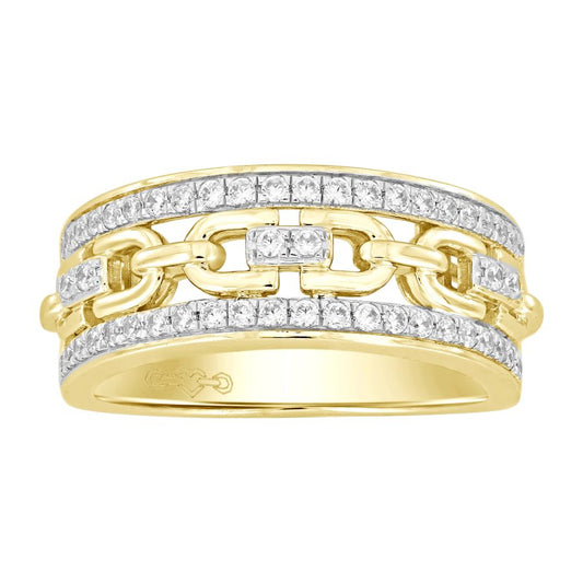 MEN'S RING 0.50CT ROUND DIAMOND 14K YELLOW GOLD (SI QUALITY)