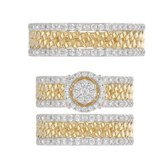 LADIES TRIOS SET 1.50CT ROUND DIAMOND 10K YELLOW GOLD