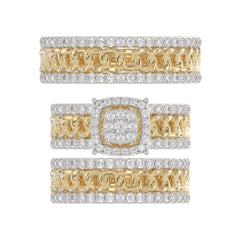 LADIES TRIO SET 1.50CT ROUND DIAMOND 10K YELLOW GOLD