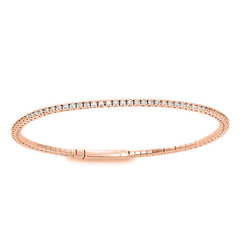 LADIES SEMI MOUNT TENNIS FLEXIBLE BANGLE 0.75CT ROUND DIAMOND 14K ROSE GOLD