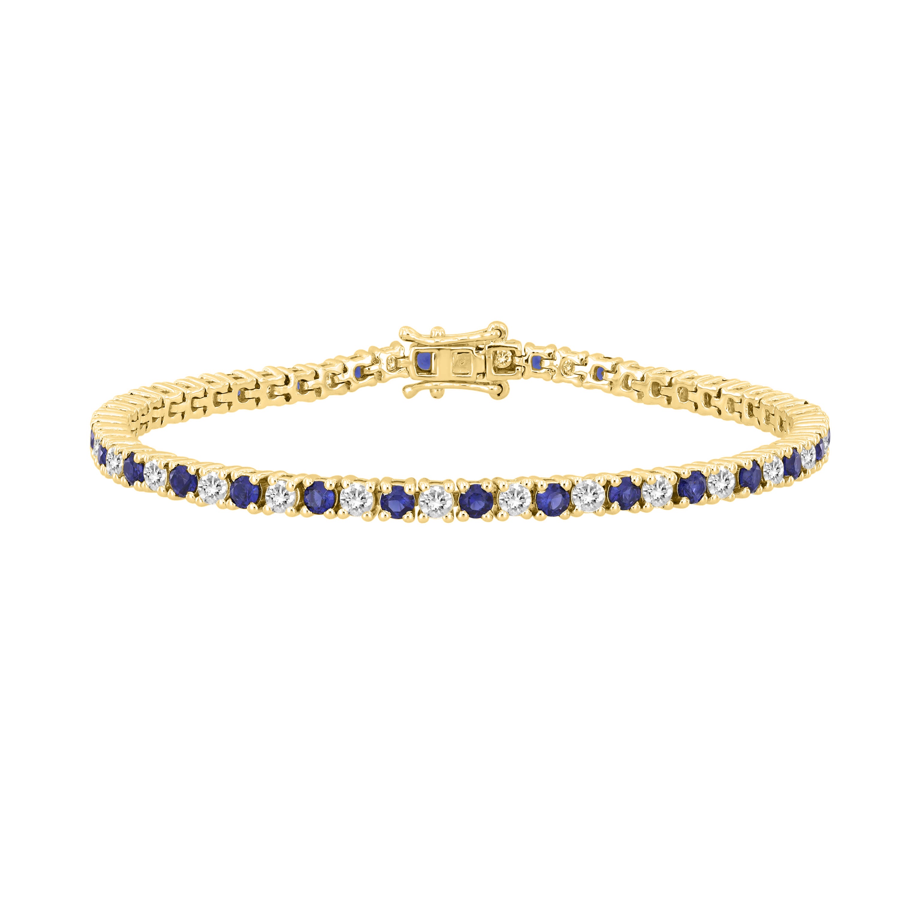 LADIES BRACELET 4.00CT ROUND/SAPHIRE DIAMOND 14K YELLOW GOLD (CENTER STONE BLUE SAPHIRE APPROX- 2.88CT)