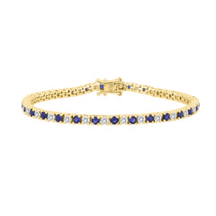 LADIES BRACELET 4.00CT ROUND/SAPHIRE DIAMOND 14K YELLOW GOLD (CENTER STONE BLUE SAPHIRE APPROX- 2.88CT)