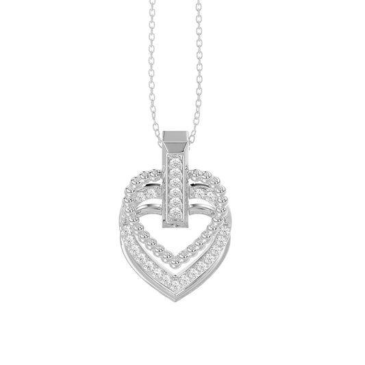 LADIES  PENDANT WITH CHAIN 0.15CT ROUND DIAMOND 14K WHITE GOLD