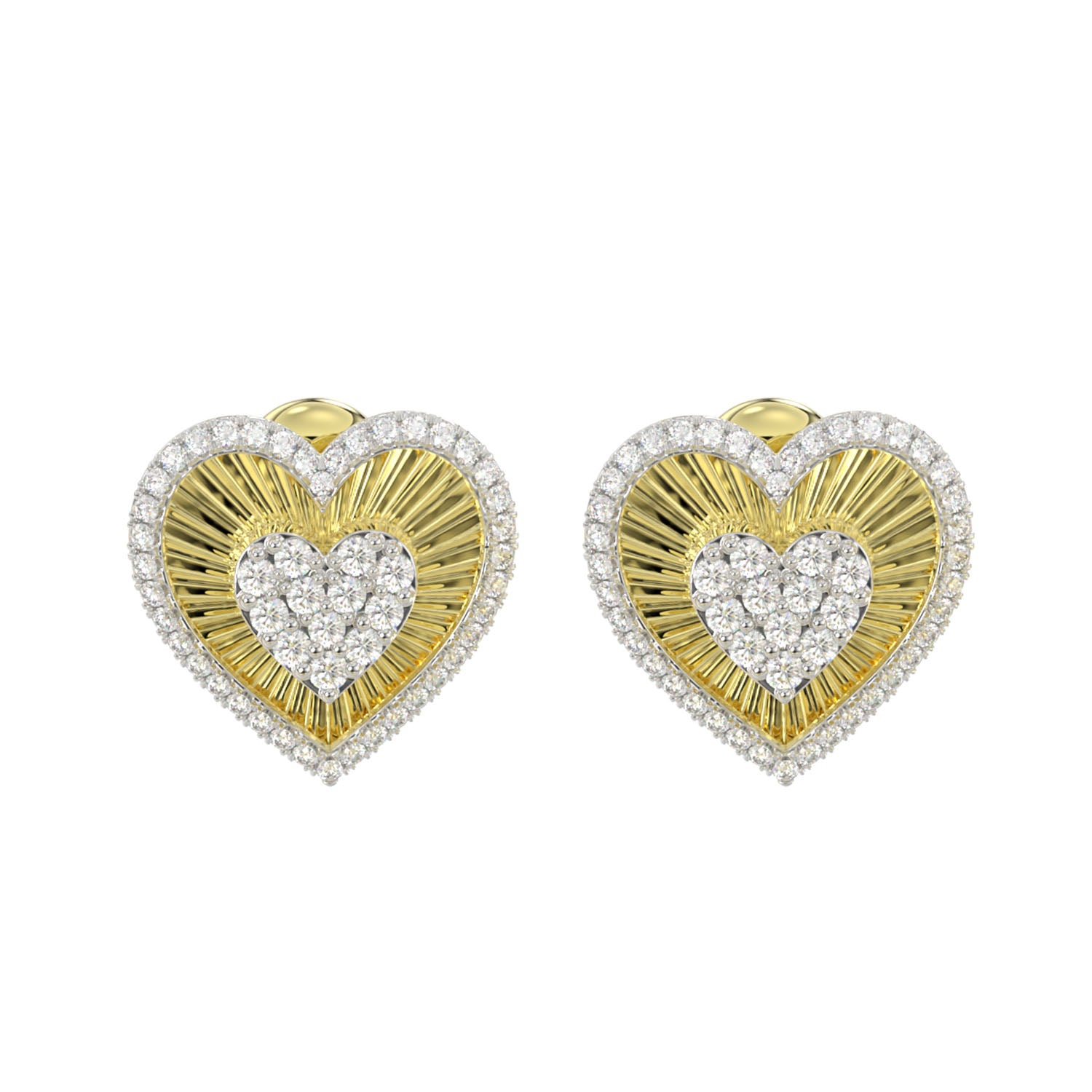 LADIES EARRINGS 0.25CT ROUND DIAMOND 14K YELLOW GOLD