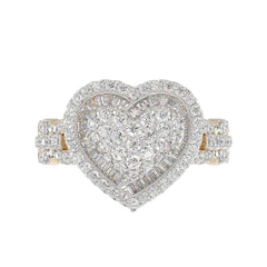 LADIES RING 1.00CT ROUND/BAGUETTE DIAMOND 10K YELLOW GOLD