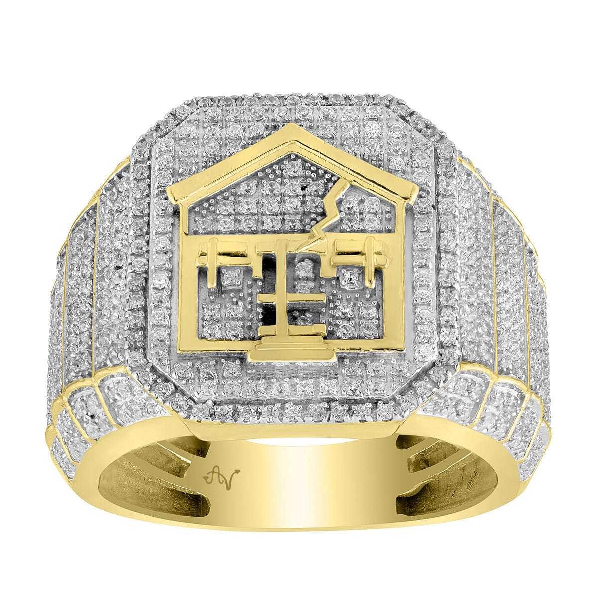 MENS RING 1.00CT ROUND DIAMOND 10K YELLOW GOLD