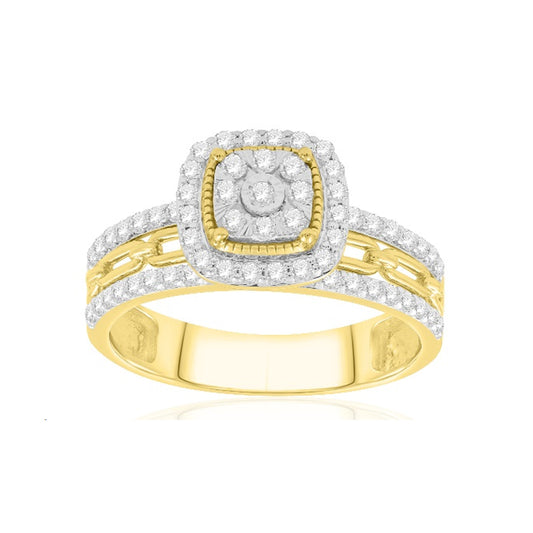 LADIES RING 0.50CT ROUND DIAMOND 14K YELLOW GOLD