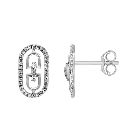 LADIES EARRINGS 0.25CT ROUND DIAMOND 14K WHITE GOLD