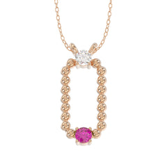 LADIES PENDANT WITH CHAIN 0.15CT ROUND/RUBY DIAMOND 14K ROSE GOLD (CENTER STONE ROUND/RUBY-0.10CT)