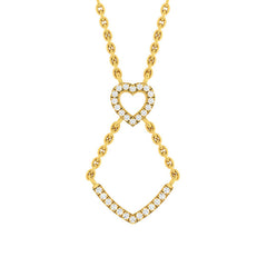 LADIES PENDANT WITH CHAIN 0.16CT ROUND DIAMOND 14K YELLOW GOLD