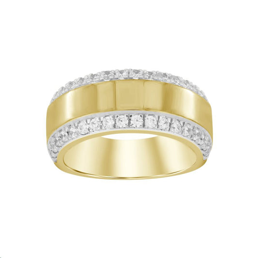 MENS BAND 1.00CT ROUND DIAMOND 14K YELLOW GOLD