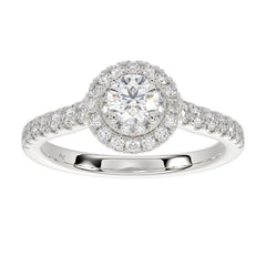 LADIES RING 1.00CT ROUND DIAMOND 14K WHITE GOLD