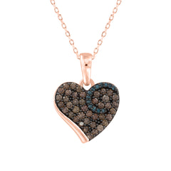 LADIES HEART PENDANT 0.45CT DARK BROWN DIAMOND 14K ROSE GOLD