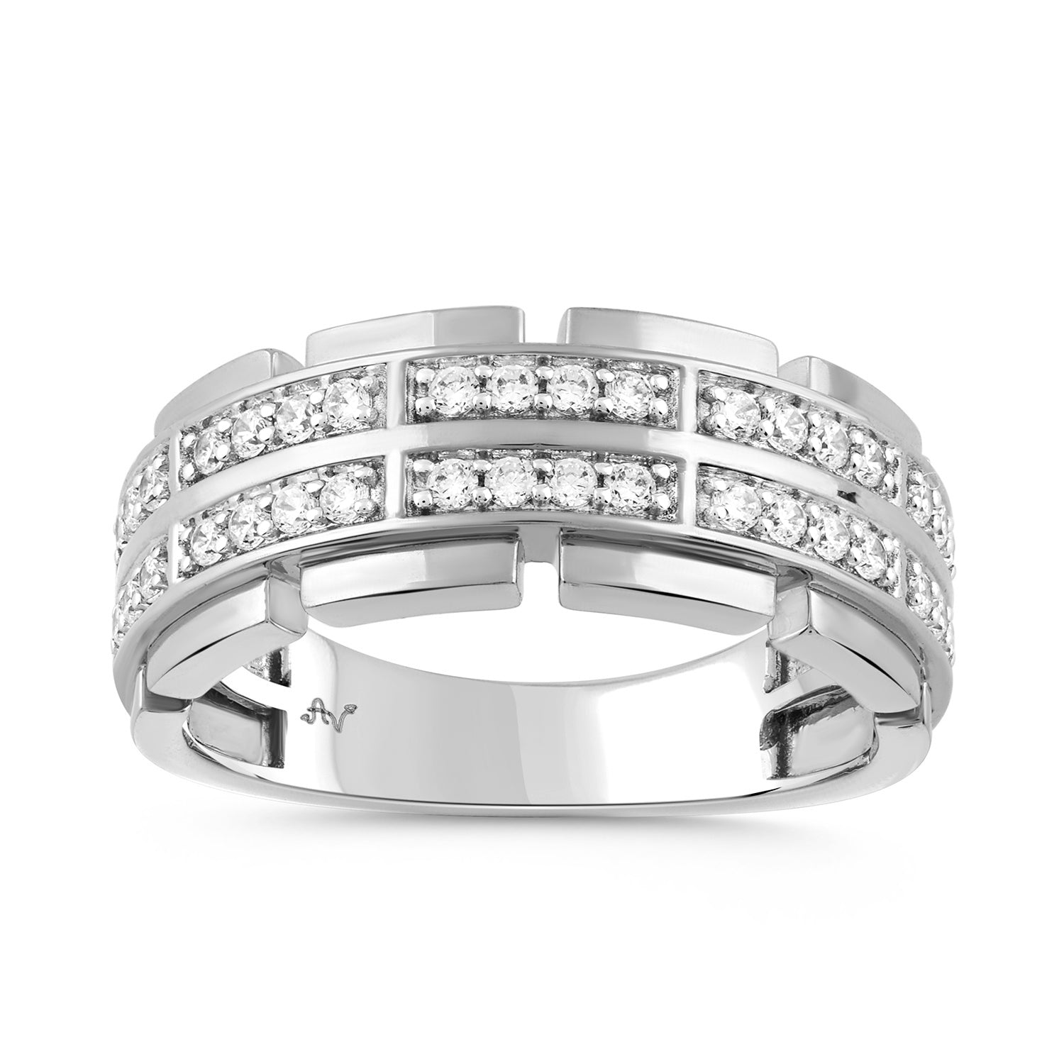 MEN'S BAND 0.50CT ROUND DIAMOND 14K WHITE GOLD