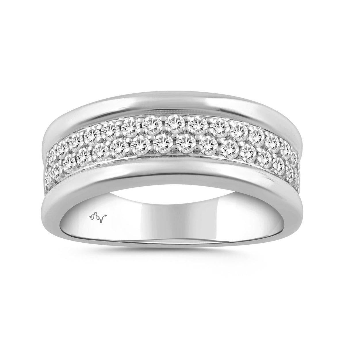 MEN'S BAND 0.75CT ROUND DIAMOND 14K WHITE GOLD