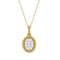 LADIES PENDANT WITH CHAIN 0.10CT ROUND DIAMOND 14K YELLOW GOLD