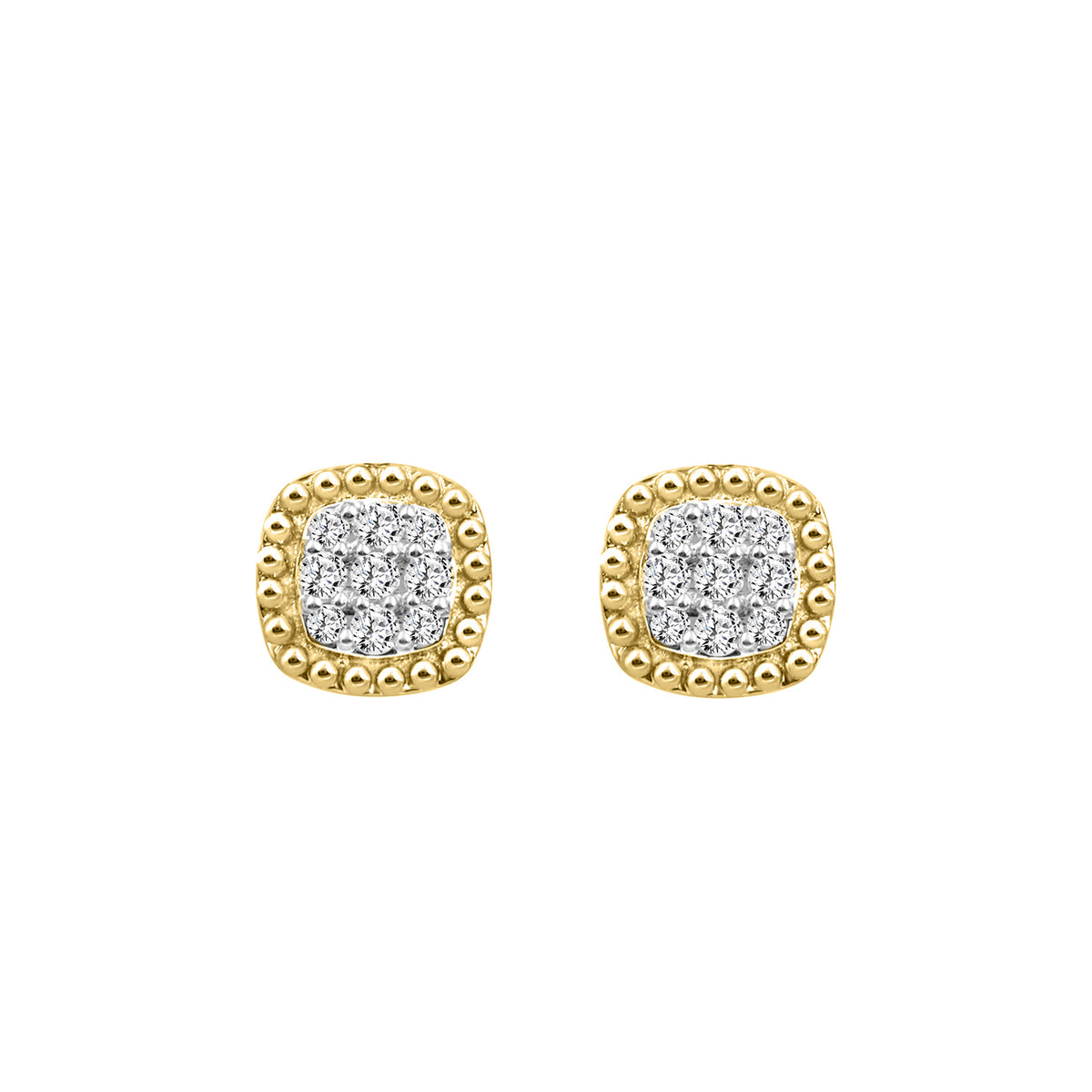 LADIES EARRINGS 0.20CT ROUND DIAMOND 14K YELLOW GOLD