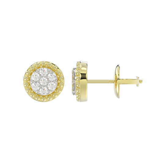 LADIES EARRINGS 0.20CT ROUND DIAMOND 14K YELLOW GOLD