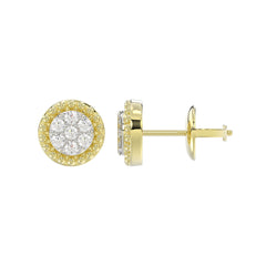 LADIES EARRINGS 0.20CT ROUND DIAMOND 14K YELLOW GOLD