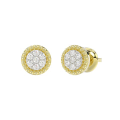 LADIES EARRINGS 0.20CT ROUND DIAMOND 14K YELLOW GOLD