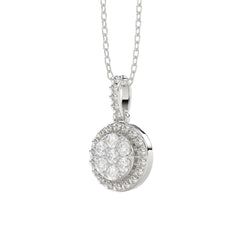 LADIES PENDANT WITH CHAIN 0.10CT ROUND DIAMOND 14K WHITE GOLD