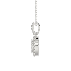 LADIES PENDANT WITH CHAIN 0.10CT ROUND DIAMOND 14K WHITE GOLD
