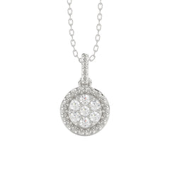 LADIES PENDANT WITH CHAIN 0.10CT ROUND DIAMOND 14K WHITE GOLD