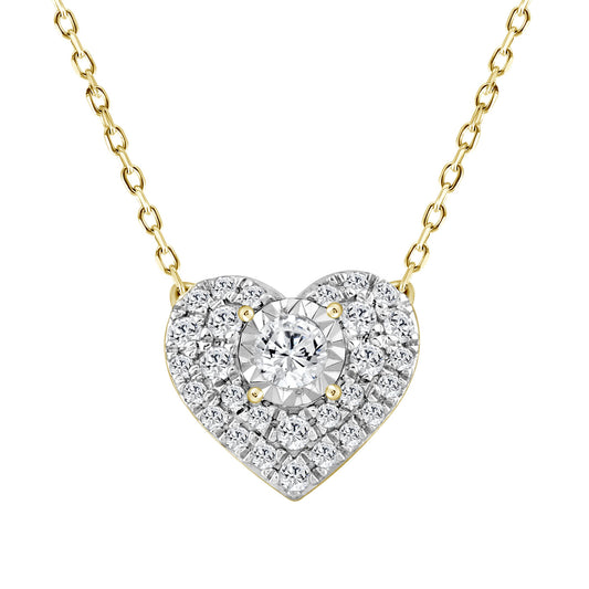 LADIES NECKLACE 0.25CT ROUND DIAMOND 14K YELLOW GOLD