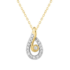 LADIES PENDANT 0.16CT WITH CHAIN ROUND DIAMOND 14K YELLOW GOLD