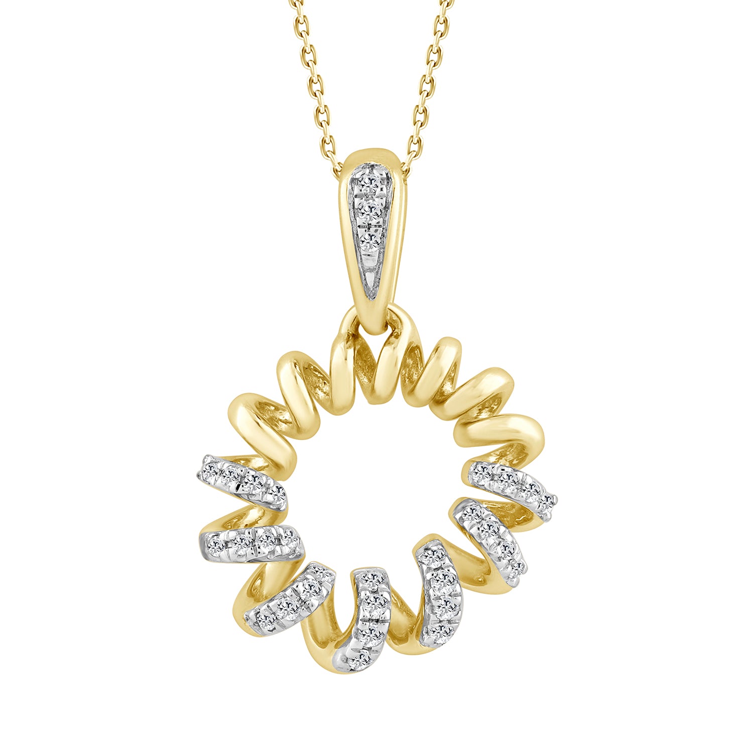 LADIES PENDANT 0.10CT WITH CHAIN ROUND DIAMOND 14K YELLOW GOLD