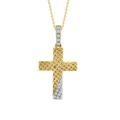 LADIES PENDANT WITH CHAIN 0.04CT ROUND DIAMOND 10K YELLOW GOLD