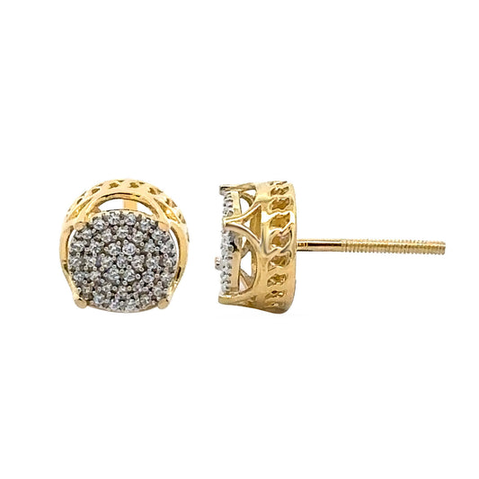 LADIES EARRINGS 0.15CT ROUND DIAMOND 10K YELLOW GOLD