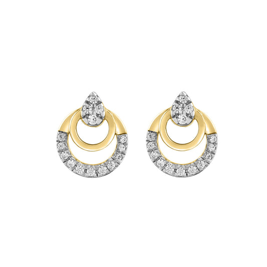 LADIES EARRINGS 0.13CT ROUND DIAMOND 14K YELLOW GOLD